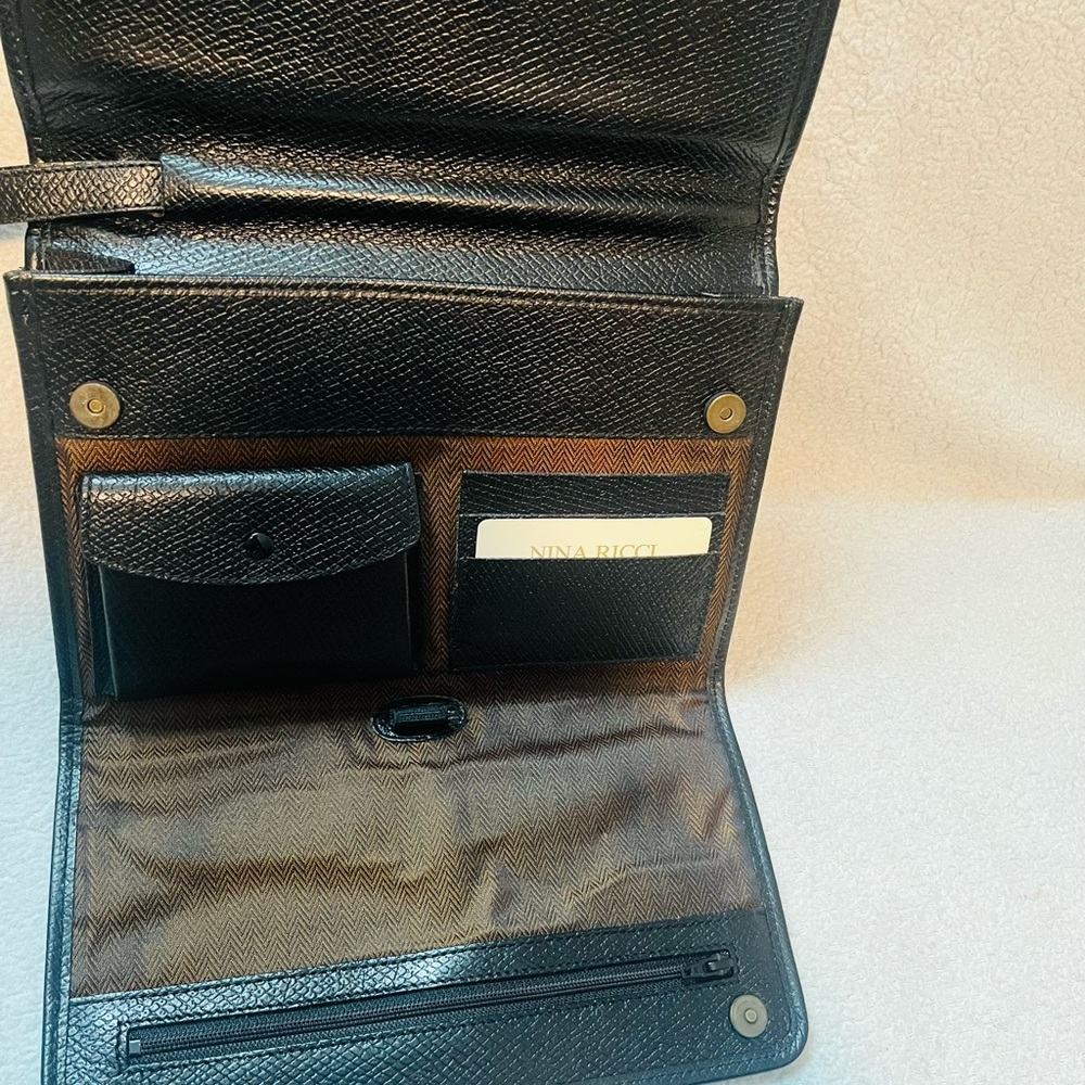 Nina Ricci Black Leather Clutch/Wristlet - Picture 4 of 13